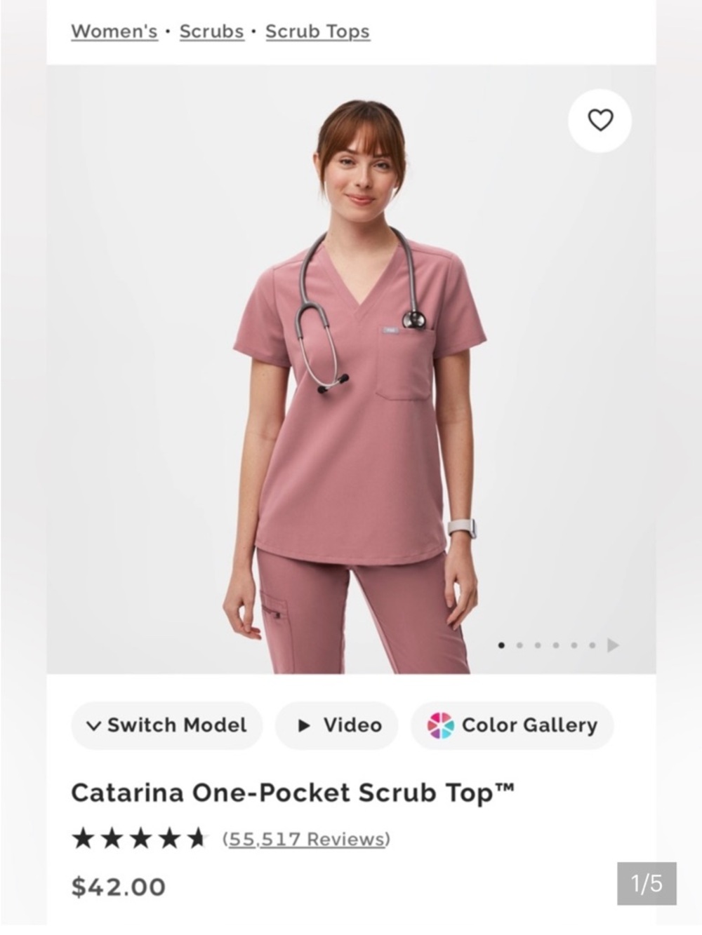 Set FIGS Women’s Scrub Top in Dusty Rose Mauve M Tall high waisted Yola pant